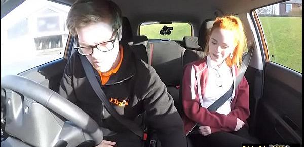  Redhead teen Ella gets boned by her driving instructor